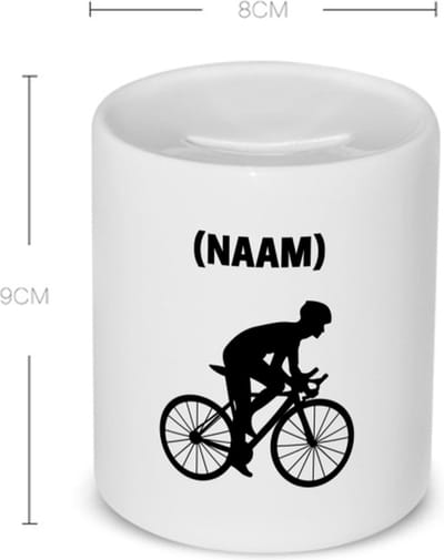 Akyol - wielrenner met je eigen naam Spaarpot - Wielrennen - sport liefhebbers - mensen die houden van wielrennen - verjaardagscadeau - verjaardag - cadeau - kado - geschenk - gift - 350 ML inhoud