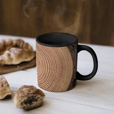 Magische Mok - Foto op Warmte Mokken - Koffiemok - Boomstam - Hout - Bruin - Magic Mok - Beker - 350 ML - Theemok