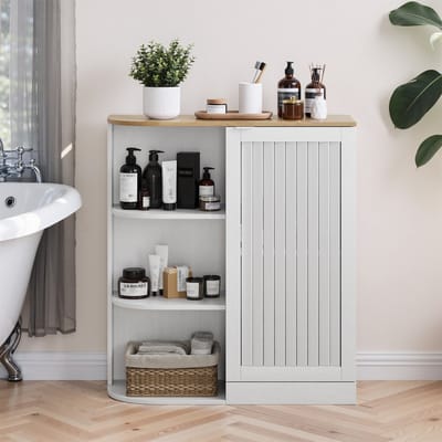 Moderne Hoekkast Met Open Vakken - Netwerkkasten & Verstelbare Planken - Voor Badkamer, Keuken, Woonkamer