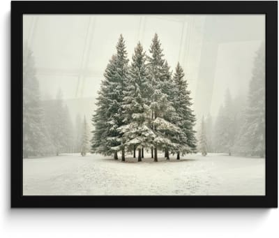 Poster in lijst - Fotolijst 40x30 cm - Posters - Bomen - Sneeuw - Wit - Posterlijst zwart - Decoratie - Wanddecoratie woonkamer - Muurdecoratie slaapkamer