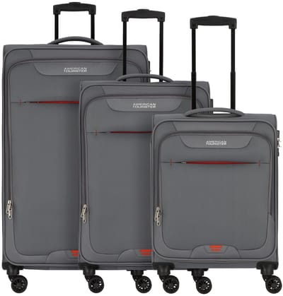American Tourister Street Roll 4 wielen Kofferset 3-delig met uitbreidingsplooi - Zachte bagage - TSA slot - grey