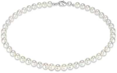 Budget synthetische Parel ketting 35 cm (stretch) Ivoor zilverkleur 8 mm - Charme Bijoux