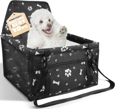Hondenautostoel Extra Stabiel - Opvouwbaar - Ademend Oxford Materiaal - Wasbaar - Voor Kleine en Middelgrote Honden tot 10kg - Zwart