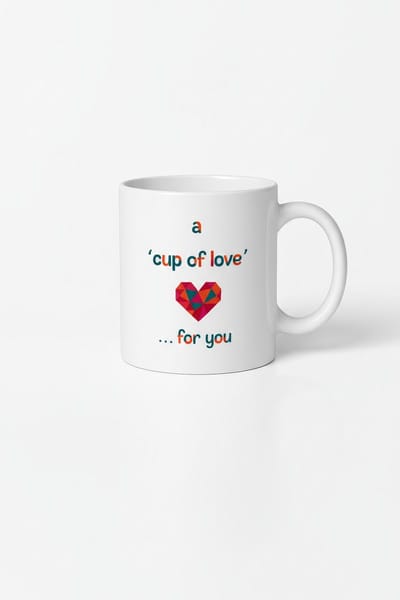 Liefdes Mok 'A Cup of Love' met Geometrisch Hart Design - Uniek Cadeau