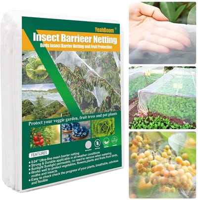 Allecto - Insectennet - Tuinbescherming - Voorkomt ongedierte - Wit - Geschikt voor planten en groenten - 3 x 10 meter