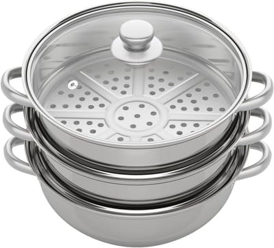 Roestvrijstalen Stoompan - Kookfornuis Buffet - Warm Houd Gerechten - Inklapbaar Stapelbaar - 6 Liter Capaciteit - Zilver