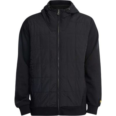 Lyle & Scott hybride gewatteerde zwarte hoodie met rits