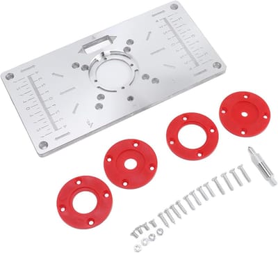 Freestafelinzetplaat - Tafelblad Inlegplaat - Houtbewerking Precisie - Aluminium Legering Constructie - 23.5 cm - Rood