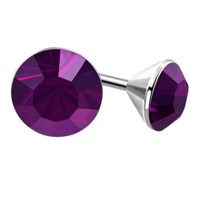 Aramat Jewels | Oorbellen | Stalen Kristal Oorbellen met paars steentje – Zilverkleur – 3mm | | | |3mm | Staal | Kinderen, Volwassenen | Verkleurd niet