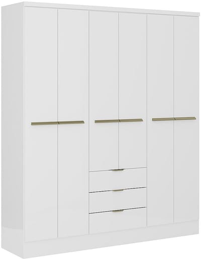 Vente-unique Kast met 6 deuren en 3 lades - L180 cm - Wit - PEROLI