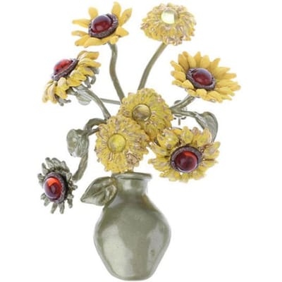 Creatieve Van Gogh Zonnebloem Bloemenblad Plant Broches Voor Vrouwen Klokorchidee Knop Lelietje-van-dalen Broche Speld Sieraden beige