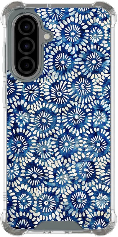 Hoesje (shockproof) geschikt voor Samsung Galaxy A56 - Azure daisies - Extra sterke case - TPU/polycarbonaat - Bloemen - Blauw, Transparant