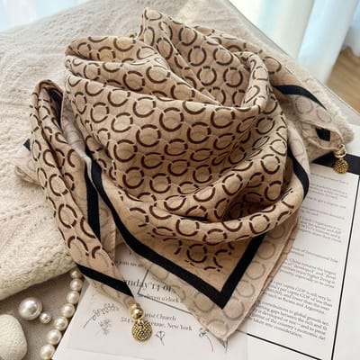 Magnetische sluiting doekjes - 70cm - katoen-linnen halsdoekjes - comfortabele nekwarmer - elegant en veelzijdig te combineren - ook te gebruiken als blouse, sjaal of decoratieve accessoire -Katoenen linnen handdoek - Ring Apricot