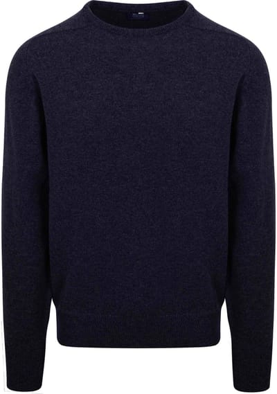 William Lockie Pullover Lamswol O-hals Midnight Mix Navy - Maat 3XL - Heren - Pullovers