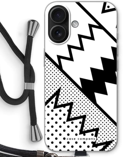 Case Company® - Hoesje met koord geschikt voor iPhone 16 hoesje met Koord - Pop Art #5 - Telefoonhoesje met Zwart Koord - Bescherming aan alle Kanten en Over de Schermrand