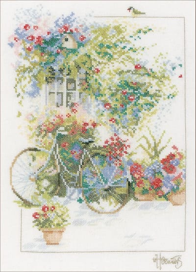 Lanarte Borduurpakket - Borduurset - Borduurpakket volwassenen - Telpakket kit - 29 x 39cm - Bloemengevel - PN-0168447