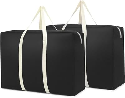 SnelShoppen - 2 Pack 89L Grote Dekbed Opbergzakken, Waterdichte Vouwbare Reiszak voor Beddengoed, Rits Opbergzak voor Kleding, Kussens, Bedzakken en O