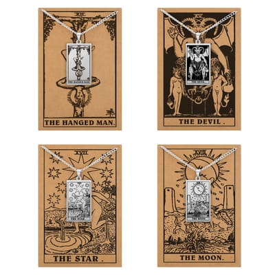 Tarot Ketting 12 | 15 | 17 | 18 bundel - Schaduw & Heling - Zilverkleurig Stainless Steel - Inclusief Rider-Waite Kaartjes - 60cm - Pax Amare