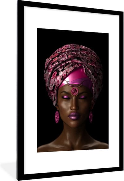 Fotolijst incl. Poster - Vrouw - Accessoires - Roze - 80x120 cm - Posterlijst