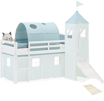 Homestyle4u Hoogslaper - 90x200 cm - Mint - met lattenbodem