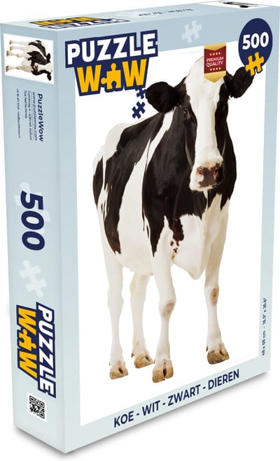 Puzzel Koe - Wit - Zwart - Dieren - Legpuzzel - Puzzel 500 stukjes