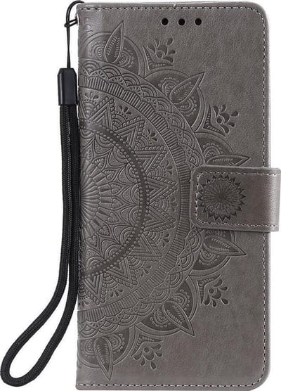 Shop4 - Geschikt voor Samsung Galaxy M31 Hoesje - Wallet Case Mandala Patroon Grijs