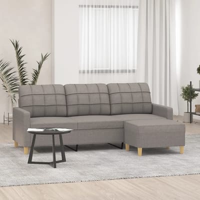 vidaXL - Driezitsbank - met - voetenbank - 180 - cm - stof - taupe