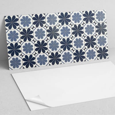Coloray Wandpanelen Zelfklevend - Bloemenpatroon op tegels PVC Wandpaneel - 100 cm x 50 cm - Marine Wandbekleding Zelfklevend - 1 stuk - Texturen Wandpanelen Zelfklevend - Wandpanelen Keuken - Wandpaneel Badkamer