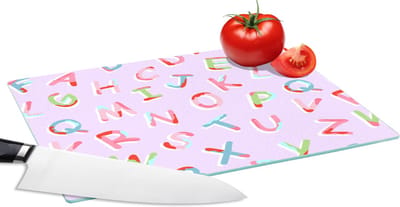 Glazen Snijplank - 28x20 - Alfabet - Letters - Patroon - Snijplanken Glas