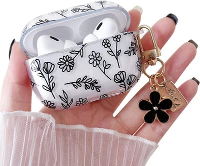 Transparante beschermhoes met bloemenhanger voor AirPods Pro 2