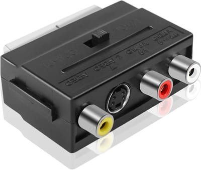 SCART naar RCA Adapter - Video Converter AV Adapter - Apparaten Aansluiten - Directionele Schakelaar - 30 g - Zwart