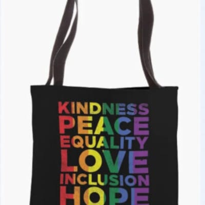 Pride Tote Bag - Canvas Tas - 64x34cm - Zwarte Regenboog Tas - Handtas Zwart - Schoudertas Zwart Dames - Love - Festival - LGBTQ