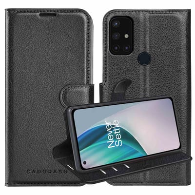 Cadorabo Hoesje geschikt voor OnePlus Nord N10 5G in PHANTOM ZWART - Beschermhoes met magnetische sluiting, standfunctie en kaartvakje Book Case Cover Etui