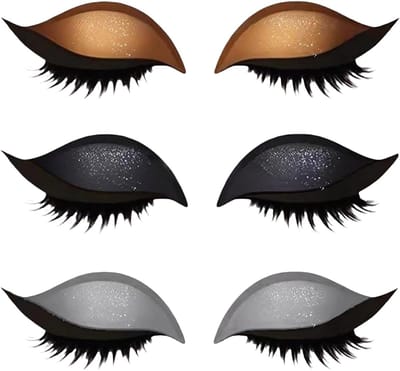 3-in-1 Oogschaduw Patch voor Herbruikbare Wimpers, 3 Paar, Zilver, Goud, Zwart, Gemakkelijk Aan Te Brengen voor Vrouwen, Perfect voor Dagelijks Gebruik en Make-up Tips