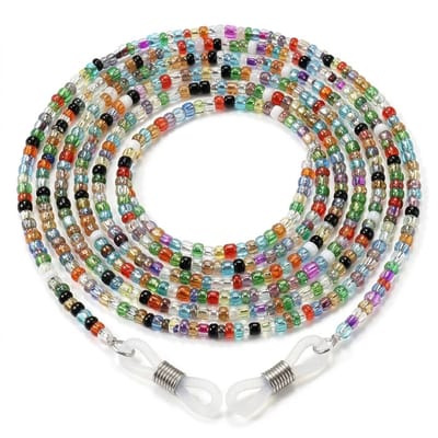 Multicolor kralen brillenkoord brillenbandje dames en heren – transparante en kleurrijke kralen brillen ketting met siliconen lussen – brillenkoord voor zonnebril en leesbril – decoratieve brillenband met kleine kralen
