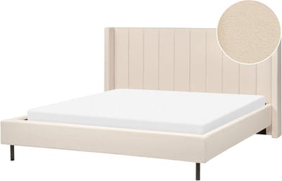 VILETTE - Tweepersoonsbed - Lichtbeige - 180 x 200 cm - Bouclé