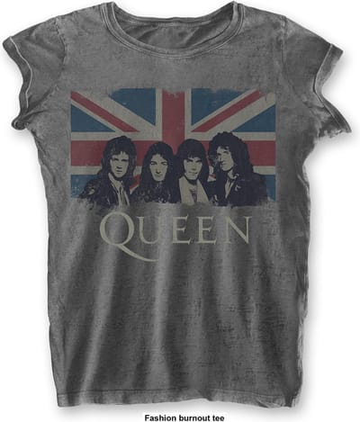 Queen - Vintage Union Jack Dames T-shirt - 2XL - Grijs