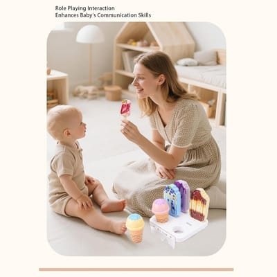 Houten Ijsspeelgoed - Speelgoed IJssalon - Rollenspel Spelen - Veilig Hout ABS - 14 x 13 x 7 cm