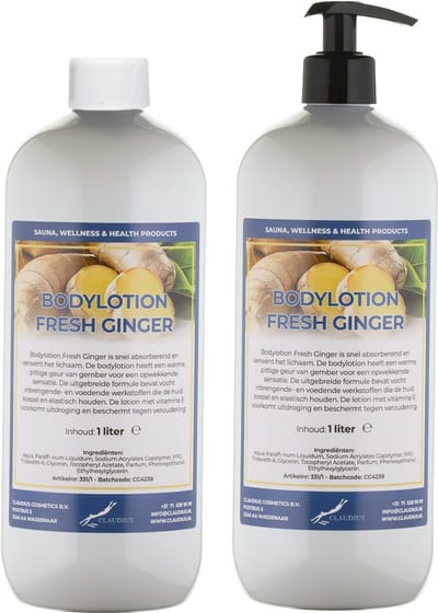 Bodylotion Fresh Ginger 1 Liter - met gratis pomp - set van 2 stuks