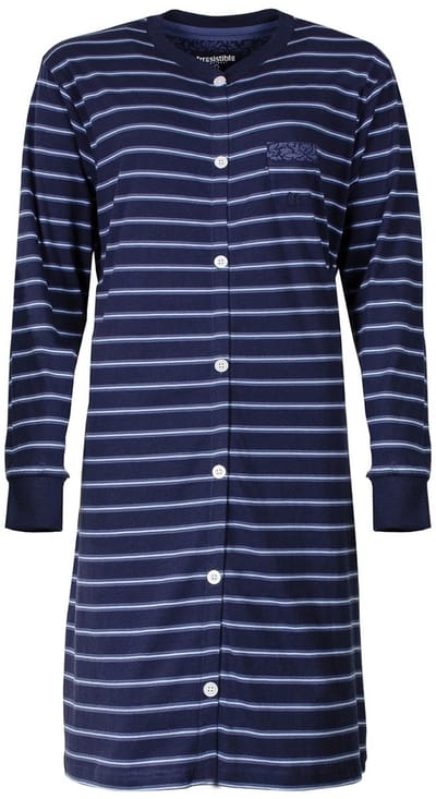 Irresistible Dames Nachthemd - Doorknoop - Katoen - Blauw - Maat XL