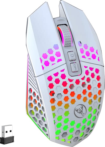 HXSJ T500 Draadloze Gaming Muis - Ultra licht - RGB Verlichting - Licht wit