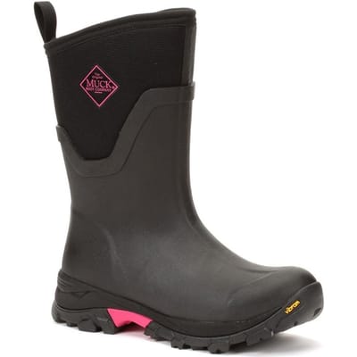 Muck Laarzen Arctic Ice Mid AGAT Rubber Zwart/Hot Roze Wellington Laarzen