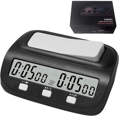 Schaakklok - Schaker timer - Bordspellen spelen - Bonus vertragingsmodi - 14 x 9 cm - Zwart
