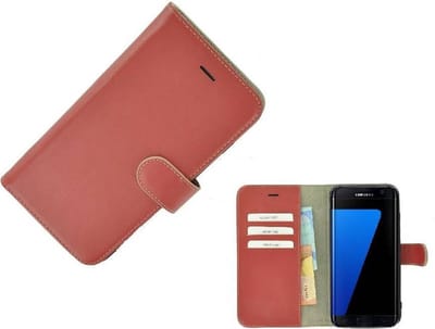 Samsung Galaxy S7 Edge hoesje - Bookcase - Portemonnee Hoes Echt leer Wallet case Oxyderood
