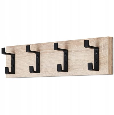 Wandkapstok met 4 Haken - Sonoma Oak - Industrieel Design