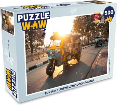 Puzzel Tuktuk tijdens zonsondergang - Legpuzzel - Puzzel 500 stukjes