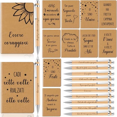 Dailygoods- Notitieboeken Set van 12 - Mini-dagboek - Motiverende Pennen - Cadeaus voor Leraren - Inspirerende Souvenirs - 12,4 x 8 cm - Schrijfblok
