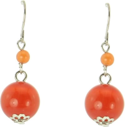 Behave - Oorhanger met oranje kraaltjes - zomerstijl - 3,5 cm