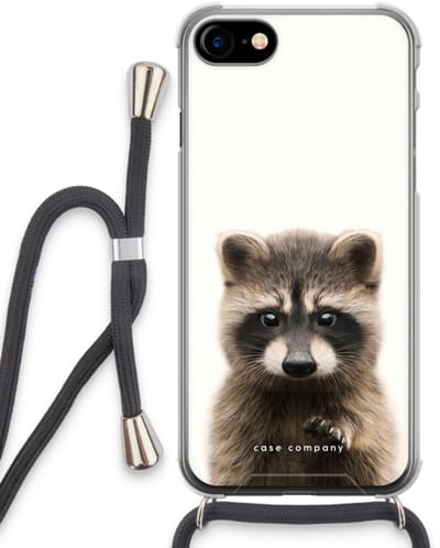 Case Company® - Hoesje met koord geschikt voor iPhone SE 2020 hoesje met Koord - Rocco - Telefoonhoesje met Zwart Koord - Bescherming aan alle Kanten en Over de Schermrand