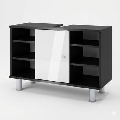Vicco Fynn Wastafelonderbouw – 80 x 54 cm met 6 planken Antraciet/wit hoogglans